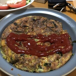 ひき肉とニラの和風オムレツ